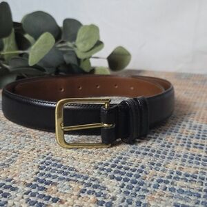Vintage Coach Black Leather Belt with Gold Brass Buckle